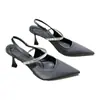 Sandálias estilo Chanel combinadas com uma saia, saltos altos pretos, sapatos femininos de noite, 20256 sapatos Mary Jane franceses primavera-verão