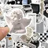 60 adesivos ins simples preto e branco para laptop, agenda, copo, capa de celular, iPad, adesivos decorativos à prova d'água