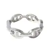 Anel de Corrente Oval Vazado Estilo Punk Vintage Retrô Coreano com uma Vibe Única, Joias para Atacado