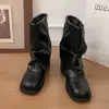 Botas Western Cowboy Retrô para Mulheres, Novas Botas Curtas Martin de Nicho Outono 2026, Botas Empilhadas Plissadas Populares Versáteis