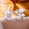 Pendientes Minimalistas de Perla y Circonita, Pendientes de Personalidad Irregular Estilo Suave, Versátiles para el Viaje Diario, Pendientes de Alta Gama