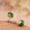 Personalidade e Elegância: Brincos da Moda, Joias de Prata S925, Banhado a Ouro, Brincos de Tarraxa Simples Femininos de Jade Hetian e Jadeíta