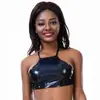 Amazon explosión cuero brillante encaje sexy traje de baño láser mágico escenario fiesta actuación Chaleco cruzado para mujer