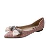 Zapatos planos de punta de hada con fondo de pedrería, lazo de bufanda de seda, boca poco profunda, suela suave cómoda, talla grande para mujeres embarazadas, zapatos de pala para estudiantes