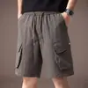 Pantalones cortos de trabajo versátiles de verano para hombre, estilo patchwork americano, deconstruidos, para deportes al aire libre, secado rápido, seda de hielo fina