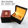 Caixa de nogueira estilo vintage com painéis de madeira vermelhos e pretos para embalagem de joias, armazenamento de presentes, anel, pingente, pulseira, colar