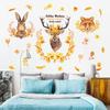 Liquidación Decoración Animal Pegatinas de Pared Hermoso Dibujo Animado Conejo Alce Decoración Día de Acción de Gracias Pegatinas de Pared Autoadhesivas Removibles