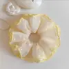 Goma para el pelo de estilo coreano, color amarillo lechoso con lunares, de cuatro capas, para mujer, estilo perezoso, cuerda para el pelo supergrande y suave para primavera y verano.