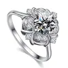 Anillo Flor de Lirio Bendición Noble Anillo Abierto Imitación Moissanita Chaoren Atmósfera Corona Pétalo Flor Anillo de Diamante