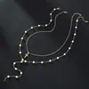 Colar com Pingente de Cruz e Borla de Pérola Conjunto de Duas Peças Moda Luxo Leve Versátil