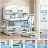 Conjunto de Mesa e Cadeira de Estudo Infantil, Ajustável em Altura, Multifuncional, Mesa para Aluno do Ensino Fundamental com Estante Integrada, Mesa de Escrita, Mesa para Lição de Casa Infantil