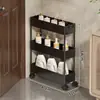 Prateleira de Armazenamento Traseira para Porta de Banheiro Vão do Banheiro Carrinho Pequeno Ultrafino Vão do Vaso Sanitário Muito Estreito Armário de Armazenamento de Chão Multicamadas