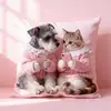 Funda de Cojín para Sofá Transfronteriza, Felpa Corta Amigable con la Piel, Linda Funda de Cojín de Animal Gato, Funda de Cojín para Sala de Estar, No Incluye Relleno