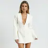 Amazon Transfronteiriça Moda Feminina 2026 Outono Nova Moda Cor Sólida Decote V Manga Longa Botão Sexy Vestido Blazer