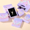 Caja de Joyería Pintura al Óleo Tridimensional, Caja de Joyería Morada Fresca y Romántica, Caja de Regalo para Pulsera y Collar, Caja de Regalo para Anillo y Pendientes