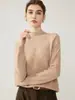 Suéter de punto de cachemira para mujer, cuello medio alto, nuevo para otoño e invierno, engrosado, base de color liso a la moda, color verde azulado