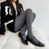 Meia-calça de lã lisa de outono e inverno com arroz glutinoso, autoaquecimento, quente, fina, alta elasticidade, forrada com lã, salto em ângulo reto, meia-calça de fundo