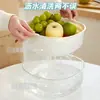 Cesta de escorrer de camada dupla, bacia para lavar vegetais na cozinha, cesta de bandeja de frutas para sala de estar, bacia para lavar vegetais, armazenamento doméstico para mesa de centro
