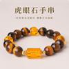 Pulsera de Bolas de Ojo de Tigre Amarillo de Tres Caras para Mujer, Pulsera de Cristal con Mantra de Seis Palabras, Joyería para Mujer al por Mayor