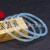 Brazalete delgado redondo de ágata blanco hielo natural, brazalete Dingdang mitad montaña mitad agua, brazalete delgado de calcedonia, pulsera de mujer de 4MM