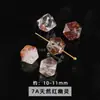Jingdian Jewelry Cristales Naturales Perlas Octagonales Perlas Sueltas Pulsera DIY Hecha a Mano Pulsera Cristal Fantasma Rojo Perlas Sueltas Accesorios