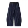 Jeans Scimitar Vintage de Cor Contrastante para Homens, Silhueta de Design Ins Casual Solto Streetwear Calças de Perna Larga
