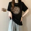 Moda Exquisita de Alta Gama Elegante Versátil Estilo Chino Primavera/Verano 2026 Talla Grande Celebridad de Internet Top Camiseta de Manga Corta con Dragón Dorado para Mujer