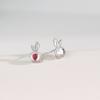 Pendientes de Plata de Ley S925 con Piedra Lunar de Conejo para Mujer, Estilo Nuevo, Lindos y Adorables Pendientes de Oreja de Conejo Asimétricos para Estudiantes