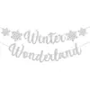 Banner de Floco de Neve com Glitter Wonderland de Inverno Decoração de Natal Guirlanda de Festival de Inverno Adereços de Foto Festa Decoração de Casa