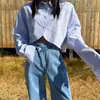 Elegante Camisa de Manga Larga a Rayas de Botón Sencillo, Moda Coreana de Primavera, Diseño Moderno y Único, Top