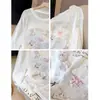 170g Floco de Neve Tencel 70% Liocel 30% Poliéster Redutor de Idade com Miçangas Estampa de Cachorro Saída de Praia com Proteção Solar para Mulheres, Camiseta Fina de Verão