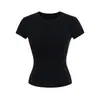Top de Verão Sexy com Alça Fina Redonda no Peito, Manga Curta, Slim, Curto, em Tencel Lyocell
