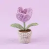 Planta en maceta mini de tulipán tejida a mano, decoración de flor artificial tejida con hilo, mini flor falsa tejida de escritorio, regalo pequeño