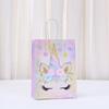 Bolsa de Papel Kraft con Estampado de Unicornio de Dibujos Animados Nuevo Rosa Estilo Femenino Bolsa de Embalaje Mochila Regalo Simple