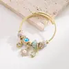 Nova Pulseira de Aço Inoxidável Dourado Estilo Pan da Heming Jewelry com Pingente de Trevo de Quatro Folhas e Abacaxi em Liga Metálica Pulseira de Amizade