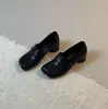 Mocasines Retro de Tacón Grueso de Estilo Nicho para Mujer 2026 Nuevos Zapatos de Cuero sin Cordones de Verano Zapatos Mary Jane de Punta Cuadrada