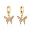 Pendientes de estilo coreano recién llegados, elegantes pendientes de mariposa con diamantes pequeños, hebilla para la oreja, pendientes sencillos de celebridades de Internet estilo Super Fairy Mori para mujer
