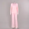 Otoño e Invierno 2026 Nuevo Estilo Marrón Cuello Redondo Tejido Mangas Largas Pantalones Conjunto de Pijama Suelto, Amigable con la Piel y Suave para Mujer