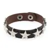 Pulsera de Cuero con Remaches de Estrella Punk Pulsera Sencilla de Cuero PU con Estrella de Cinco Puntas Pulsera de Pareja de Moda