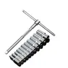 Llave de vaso de 6.3 mm con mango en T y cabezales intercambiables, barra de extensión pequeña de un cuarto de pulgada, juego de vasos con mango en T