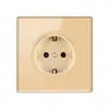 Interruptor de Pared de Vidrio Tipo 86 con Cara Sonriente, Control Doble, Monopuesto, 16A, Estándar Europeo Británico, Enchufe de Interruptor de Alimentación para Exportación Transfronteriza