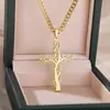 Temu Más Vendido Transfronterizo Nuevo Acero de Titanio para Hombre Collar Cruz Árbol de la Vida Personalizado Marca de Moda Collar de Acero Inoxidable