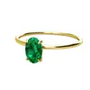 Anillo Desini Simple de Plata de Ley S925 Anillo de Esmeralda Vintage de Nicho Tesoro Verde Cultivado de Zambia Anillo de Dedo para Mujer