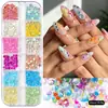 Venda Quente Transfronteiriça Conjunto de Contas de Aço Douradas e Prateadas, Pérolas e Ornamentos Coloridos de Cinco Pétalas para Nail Art com 12 Compartimentos Atacado em Estoque