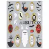 Adesivos de Arte para Unhas Halloween em Relevo 5D com Borda Dourada, Fantasma, Abóbora, Morcego, Teia de Aranha, Festa de Feriado de Horror