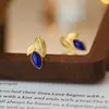 Pendientes de Plata de Ley S925 con Forma de Hoja de Turquesa Roja Natural Africana y Lapislázuli, con un Toque Elegante y de Alta Gama