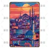 Letrero de Lata Decorativo de Paisajes de Viajes Retro Europeos y Americanos Transfronterizos, Letreros Metálicos de Monumentos de Ciudades Antiguas Famosas de Varios Países