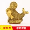 Atacado de fábrica ornamentos de peixe dragão dourado em latão peixe anual ornamentos de peixe sala de estar varanda armário de vinho decorações para casa