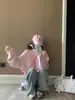 Moletom Rosa com Estampa de Flores Chique Redutor de Idade Coreano para Mulheres Casual Solto Moda Versátil para Pessoas Baixas