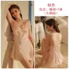 Rojo Sexy Caliente Escote en V Profundo Bajo Corte Push-up Relleno Extraíble Tallas Grandes Bata de Dormir Bata Conjunto para Casa A5562
